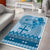 Vintage Bula Fiji Personalised Area Rug Blue Hibiscus Tapa Pattern