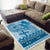 Vintage Bula Fiji Personalised Area Rug Blue Hibiscus Tapa Pattern