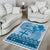 Vintage Bula Fiji Personalised Area Rug Blue Hibiscus Tapa Pattern