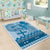 Vintage Bula Fiji Personalised Area Rug Blue Hibiscus Tapa Pattern