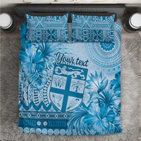 Vintage Bula Fiji Personalised Bedding Set Blue Hibiscus Tapa Pattern LT9