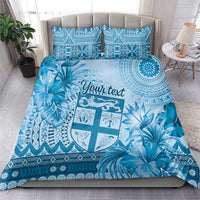 Vintage Bula Fiji Personalised Bedding Set Blue Hibiscus Tapa Pattern LT9