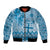 Vintage Bula Fiji Personalised Bomber Jacket Blue Hibiscus Tapa Pattern