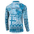 Vintage Bula Fiji Personalised Button Sweatshirt Blue Hibiscus Tapa Pattern