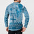 Vintage Bula Fiji Personalised Button Sweatshirt Blue Hibiscus Tapa Pattern