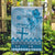 Vintage Bula Fiji Personalised Garden Flag Blue Hibiscus Tapa Pattern