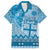 Vintage Bula Fiji Personalised Hawaiian Shirt Blue Hibiscus Tapa Pattern