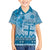 Vintage Bula Fiji Personalised Kid Hawaiian Shirt Blue Hibiscus Tapa Pattern