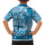 Vintage Bula Fiji Personalised Kid Hawaiian Shirt Blue Hibiscus Tapa Pattern