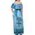 Vintage Bula Fiji Personalised Off Shoulder Maxi Dress Blue Hibiscus Tapa Pattern