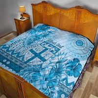 Vintage Bula Fiji Personalised Quilt Blue Hibiscus Tapa Pattern LT9