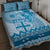 Vintage Bula Fiji Personalised Quilt Bed Set Blue Hibiscus Tapa Pattern