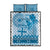 Vintage Bula Fiji Personalised Quilt Bed Set Blue Hibiscus Tapa Pattern
