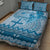 Vintage Bula Fiji Personalised Quilt Bed Set Blue Hibiscus Tapa Pattern