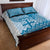 Vintage Bula Fiji Personalised Quilt Bed Set Blue Hibiscus Tapa Pattern