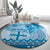 Vintage Bula Fiji Personalised Round Carpet Blue Hibiscus Tapa Pattern