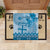 Vintage Bula Fiji Personalised Rubber Doormat Blue Hibiscus Tapa Pattern