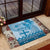 Vintage Bula Fiji Personalised Rubber Doormat Blue Hibiscus Tapa Pattern