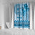 Vintage Bula Fiji Personalised Shower Curtain Blue Hibiscus Tapa Pattern