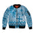Vintage Bula Fiji Personalised Sleeve Zip Bomber Jacket Blue Hibiscus Tapa Pattern
