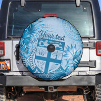 Vintage Bula Fiji Personalised Spare Tire Cover Blue Hibiscus Tapa Pattern LT9