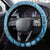 Vintage Bula Fiji Personalised Steering Wheel Cover Blue Hibiscus Tapa Pattern