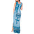 Vintage Bula Fiji Personalised Tank Maxi Dress Blue Hibiscus Tapa Pattern