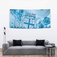 Vintage Bula Fiji Personalised Tapestry Blue Hibiscus Tapa Pattern LT9