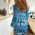 Vintage Bula Fiji Personalised Women Casual Shirt Blue Hibiscus Tapa Pattern
