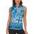 Vintage Bula Fiji Personalised Women Sleeveless Polo Shirt Blue Hibiscus Tapa Pattern