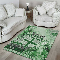 Vintage Bula Fiji Personalised Area Rug Green Hibiscus Tapa Pattern LT9