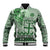 Vintage Bula Fiji Personalised Baseball Jacket Green Hibiscus Tapa Pattern