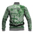 Vintage Bula Fiji Personalised Baseball Jacket Green Hibiscus Tapa Pattern