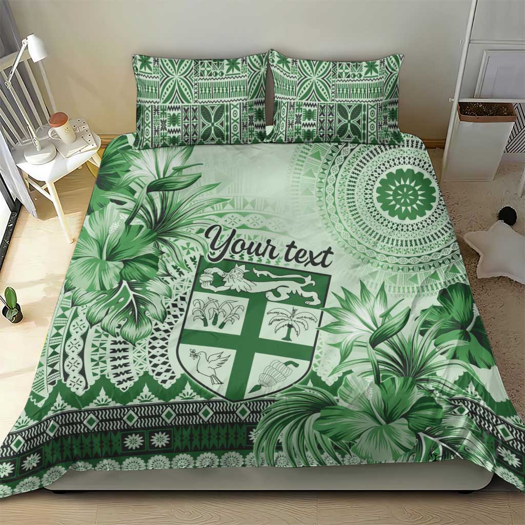 Vintage Bula Fiji Personalised Bedding Set Green Hibiscus Tapa Pattern LT9