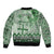 Vintage Bula Fiji Personalised Bomber Jacket Green Hibiscus Tapa Pattern