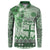 Vintage Bula Fiji Personalised Button Sweatshirt Green Hibiscus Tapa Pattern