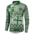 Vintage Bula Fiji Personalised Button Sweatshirt Green Hibiscus Tapa Pattern
