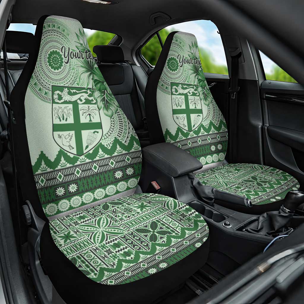 Vintage Bula Fiji Personalised Car Seat Cover Green Hibiscus Tapa Pattern