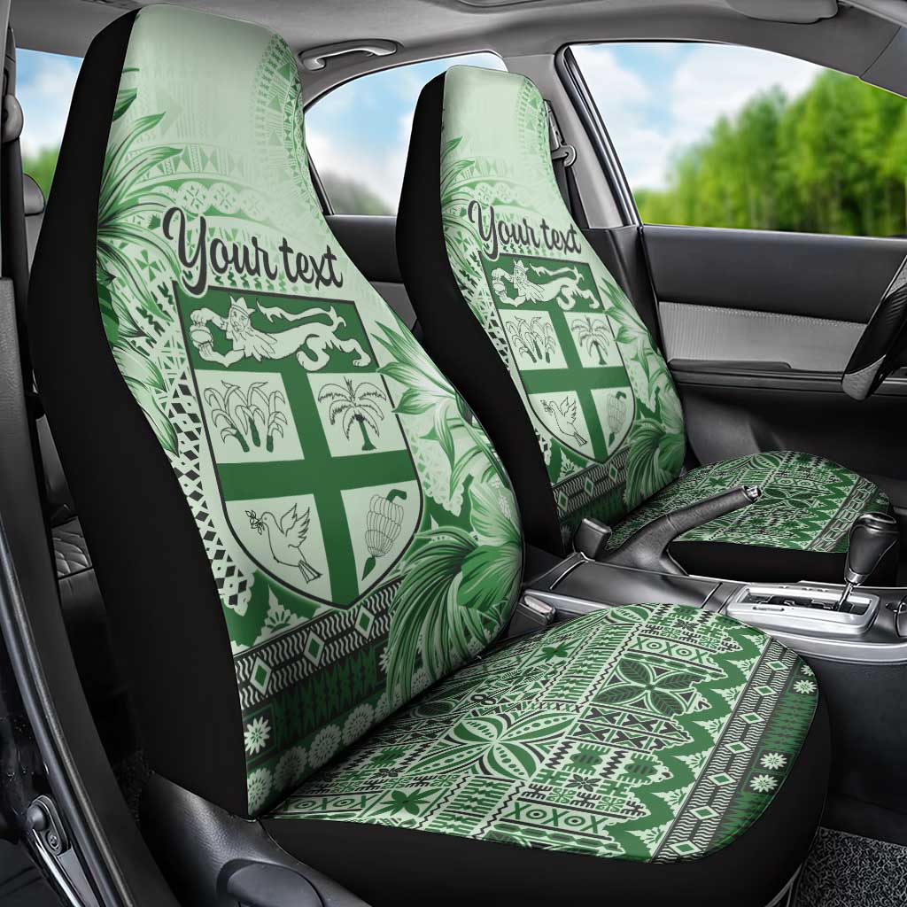 Vintage Bula Fiji Personalised Car Seat Cover Green Hibiscus Tapa Pattern LT9