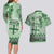 Vintage Bula Fiji Personalised Couples Matching Long Sleeve Bodycon Dress and Hawaiian Shirt Green Hibiscus Tapa Pattern