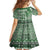 Vintage Bula Fiji Personalised Family Matching Long Sleeve Bodycon Dress and Hawaiian Shirt Green Hibiscus Tapa Pattern