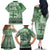 Vintage Bula Fiji Personalised Family Matching Off The Shoulder Long Sleeve Dress and Hawaiian Shirt Green Hibiscus Tapa Pattern