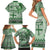 Vintage Bula Fiji Personalised Family Matching Short Sleeve Bodycon Dress and Hawaiian Shirt Green Hibiscus Tapa Pattern
