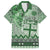 Vintage Bula Fiji Personalised Family Matching Short Sleeve Bodycon Dress and Hawaiian Shirt Green Hibiscus Tapa Pattern