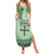 Vintage Bula Fiji Personalised Family Matching Summer Maxi Dress and Hawaiian Shirt Green Hibiscus Tapa Pattern