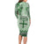 Vintage Bula Fiji Personalised Long Sleeve Bodycon Dress Green Hibiscus Tapa Pattern