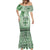 Vintage Bula Fiji Personalised Mermaid Dress Green Hibiscus Tapa Pattern