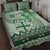 Vintage Bula Fiji Personalised Quilt Bed Set Green Hibiscus Tapa Pattern