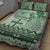 Vintage Bula Fiji Personalised Quilt Bed Set Green Hibiscus Tapa Pattern