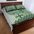 Vintage Bula Fiji Personalised Quilt Bed Set Green Hibiscus Tapa Pattern